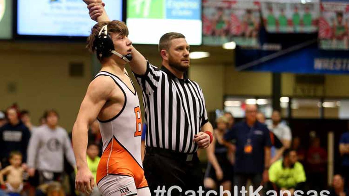 Finals at the 2020 3-2-1A Boys Wrestling Kansas State Championship at Gross Memorial Coliseum...