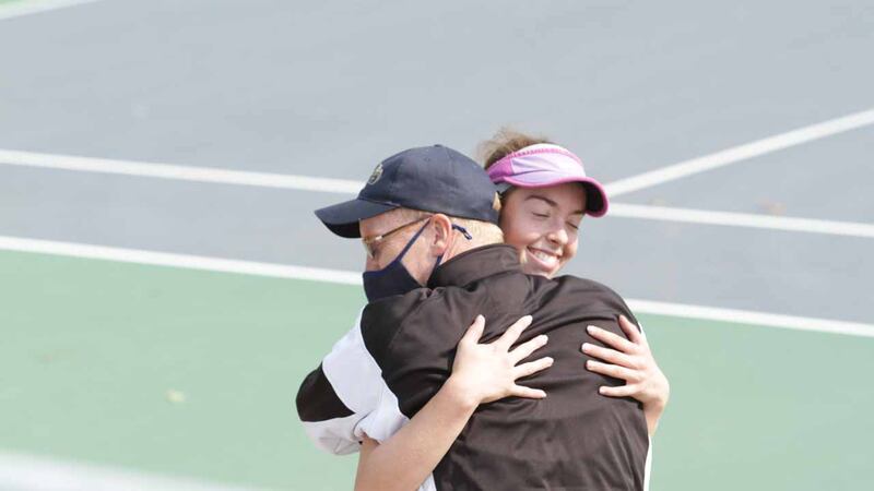 Sacred Heart's Lily Perrin won her first state tennis championship Saturday, October 17, 2020